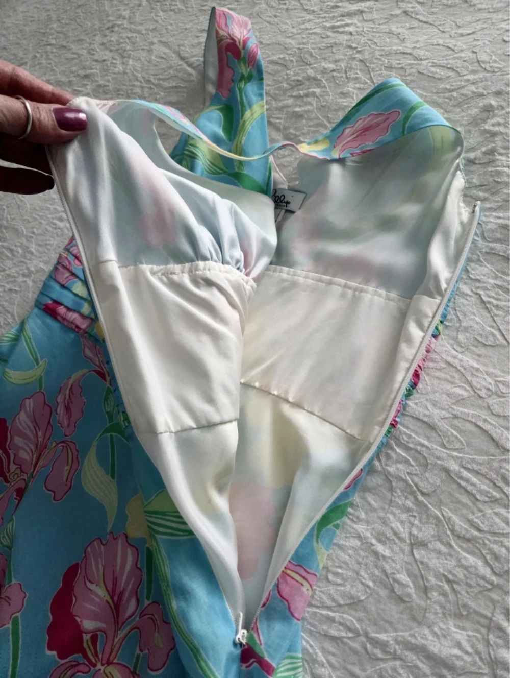 Lilly Pulitzer Silk / Cotton Sleeveless Bold Floral A-Line Dress, Lined, Size 6 - Picture 12 of 16